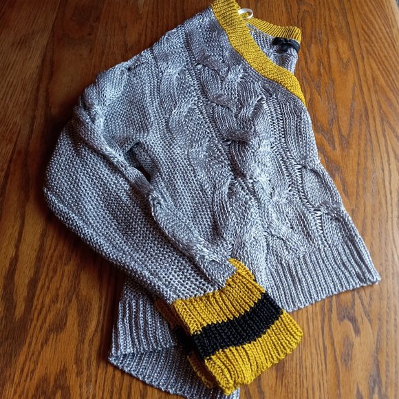 Rag & Bone Metallic Silver Emma V Neck Sweater Size S Academia Preppy Old Money - Picture 3 of 14